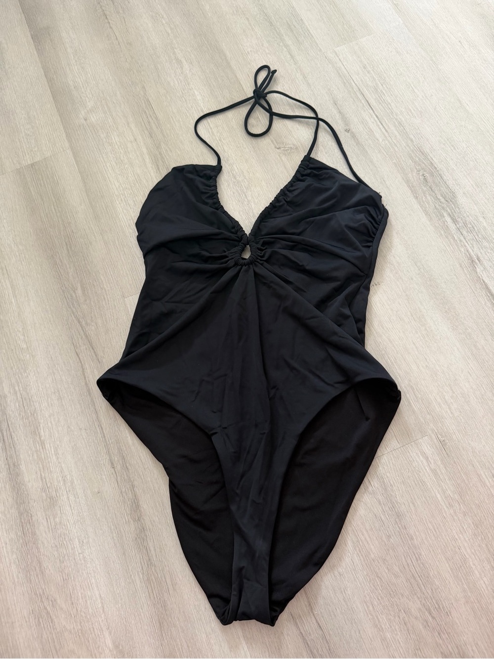 ASOS Black Halter One-Piece Swimsuit